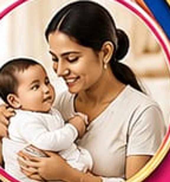 A VSP caregiver gently holding a baby.